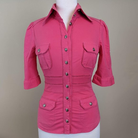 Bebe Hot Pink Blouse - Picture 1 of 8